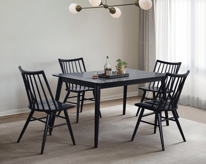 Astro Dining Chair with Curved Spindle-Back - Black