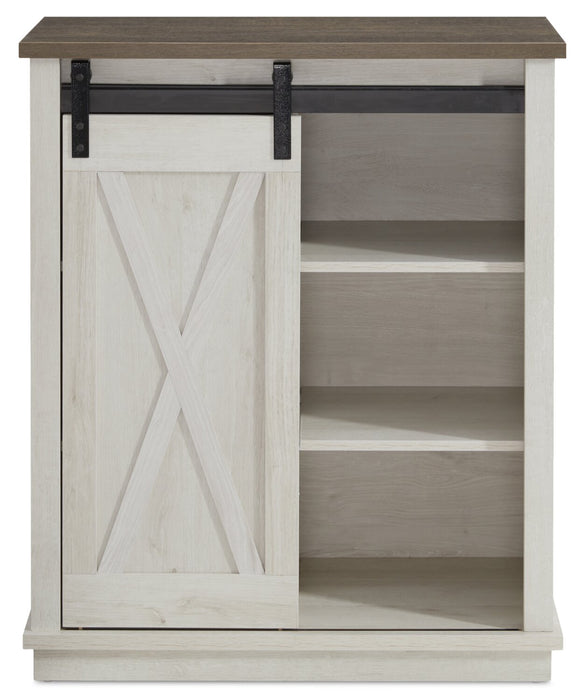 Bristow 31” Accent Cabinet with Shelves and Sliding Barn Door - White Oak