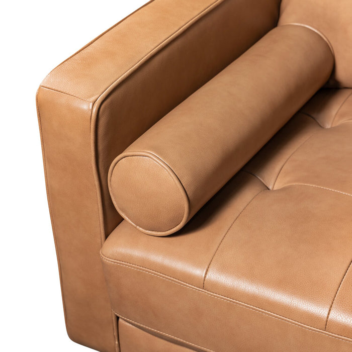 Edge 2-Piece Right-Facing Genuine Leather Sectional with Wood Legs and Removable Back Cushions - Brown
