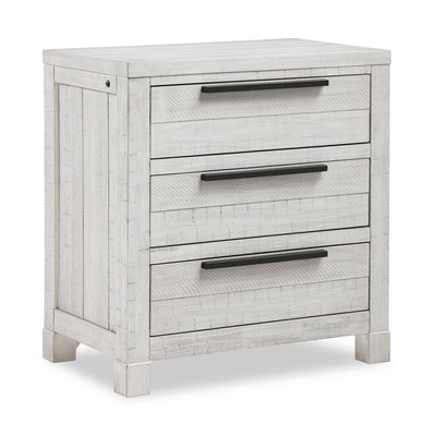 Haven Bedside 3-Drawer Nightstand with USB Port, 26"W x 28"H - White | Table de nuit Haven de 26 po (L) x 28 po (H) à 3 tiroirs avec port USB - blanche