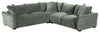 Reflect 3-Piece Chenille Fabric Sectional with Reversible Back Cushions - Green