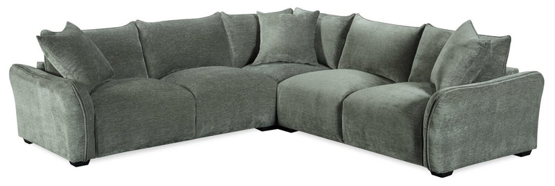 Reflect 3-Piece Chenille Fabric Sectional with Reversible Back Cushions - Green