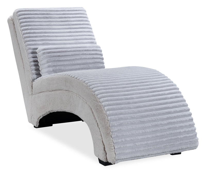 Cleo 26\" Ultra Plush Faux Fur Fabric Chaise Lounge with Accent Pillow - Light Grey