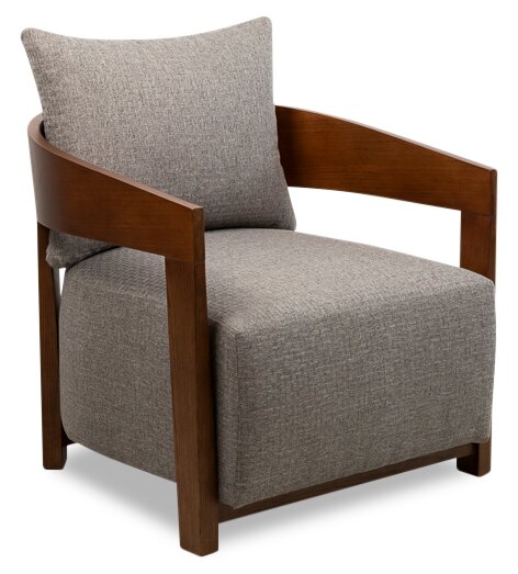 Amor 28.54\" Fabric Accent Chair with Wood Arms and Legs - Grey
