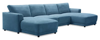 Voyage Modular 4-Piece U-Shaped Fabric Sectional with Removable Back Cushions – Blue 