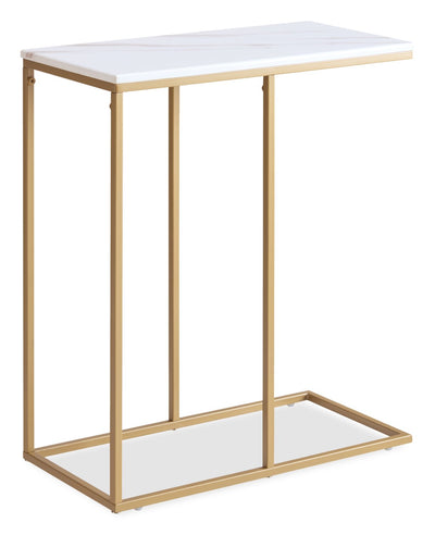 Voss 20" Accent Table with Marble-Look Top – White & Gold  | Table d’appoint Voss de 20 po avec dessus en imitation de marbre - blanche et dorée