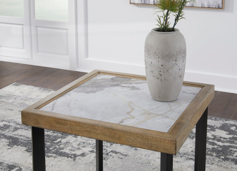 Marina 25” Contemporary End Table with Stone Tile - Natural