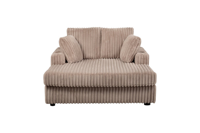 Karlee 54\" Ultra Plush Faux Fur Fabric Chaise Lounge with Dual Cupholders - Brown