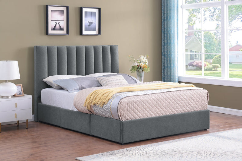 Amos Charcoal Channel Fabric Headboard - Queen
