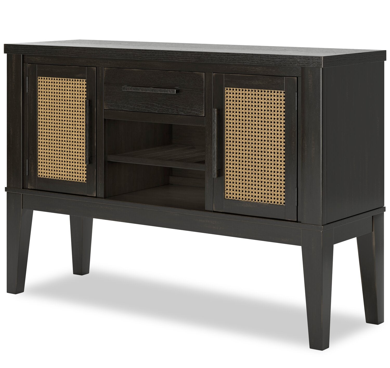 Canes Server Rack Shaw Dining Server with Storage & Built-In Wine Rack, Cane-Look Det ...
