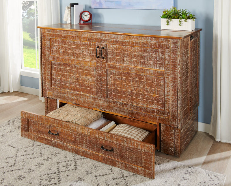 Parker Cabinet Bed, Weathered Brown - Queen Size