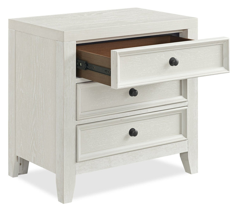 Casa Bedside 3-Drawer Nightstand with USB Port, 27\"W x 26.5\"H, Wood - White