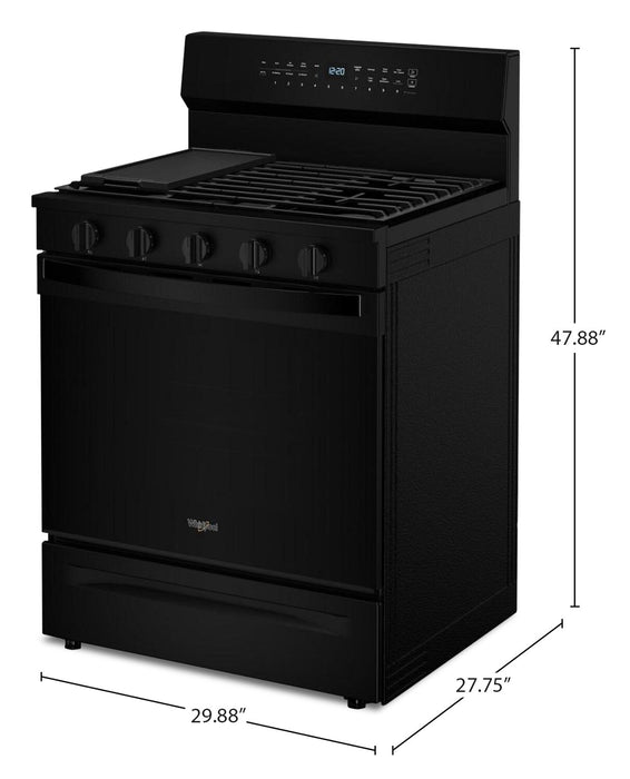 Whirlpool 5 Cu. Ft. Smart Gas Range with Air Fry and Self-Clean - Black - WFGS7530RB