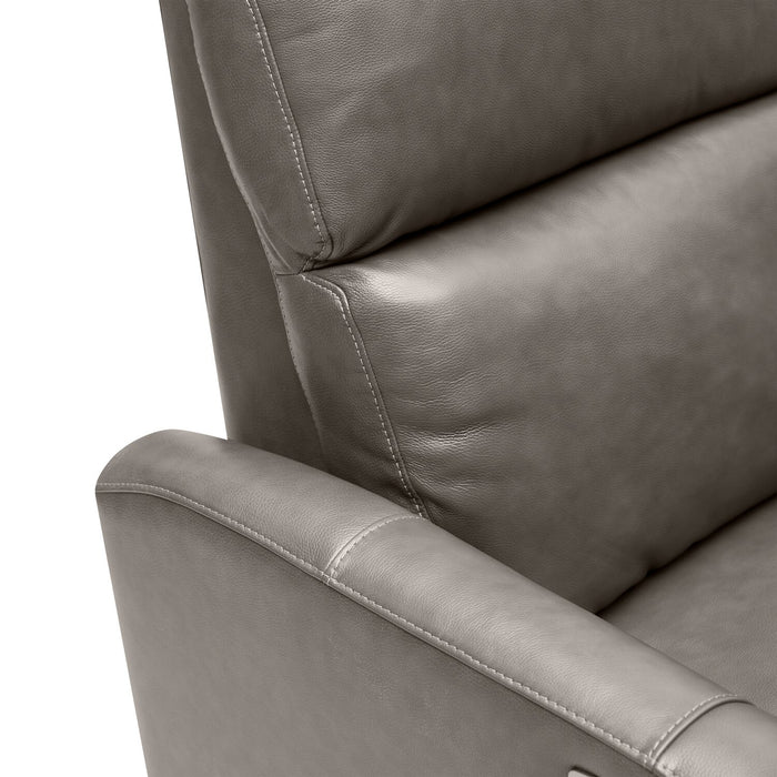 Bryce 35.5\" Top-Grain Genuine Leather Power Reclining Chair with Power Headrest - Grey