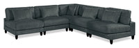 Lounge 5-Piece Chenille Armless Modular Sectional – Grey 