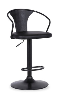 Hero Barstool with Swivel & Adjustable Seat, Vegan Leather Fabric, Metal - Grey 