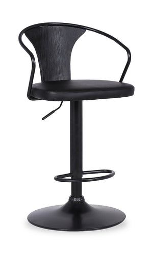 Hero Barstool with Swivel & Adjustable Seat, Vegan Leather Fabric, Metal - Grey