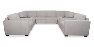 Vault 9-Piece Sectional with Sofa Bed Loveseat, Four Storage Chairs and Storage USB Console - Grey