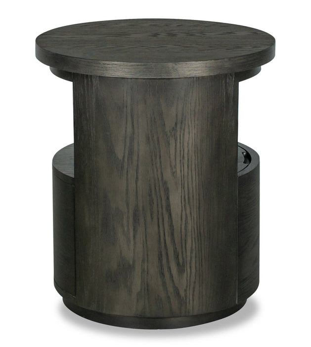 Eldon 22” Modern Round Solid Wood End Table with Storage - Coffee Bean