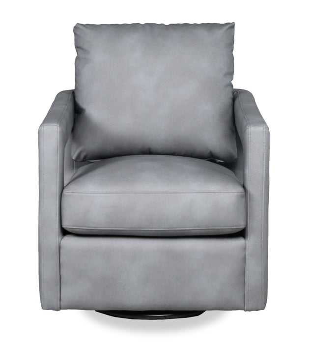 Ever 28\" Swivel Leather-Like Fabric Accent Chair – Grey
