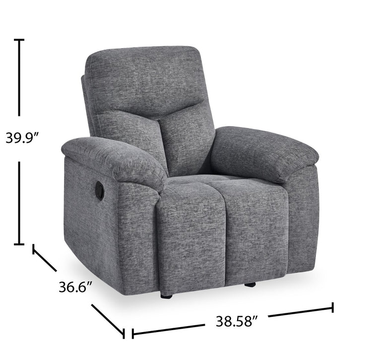 Blake 38.58\" Chenille Fabric Manual Reclining Chair – Grey 