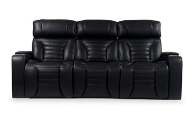 Zen 86" Leather-Look Fabric Power Reclining Massage Sofa with Power Headrests and Drop-Down Console - Black | Sofa de massage à inclinaison électrique Zen de 86 po en tissu d’apparence cuir avec appuie-têtes électriques et console rabattable - noir