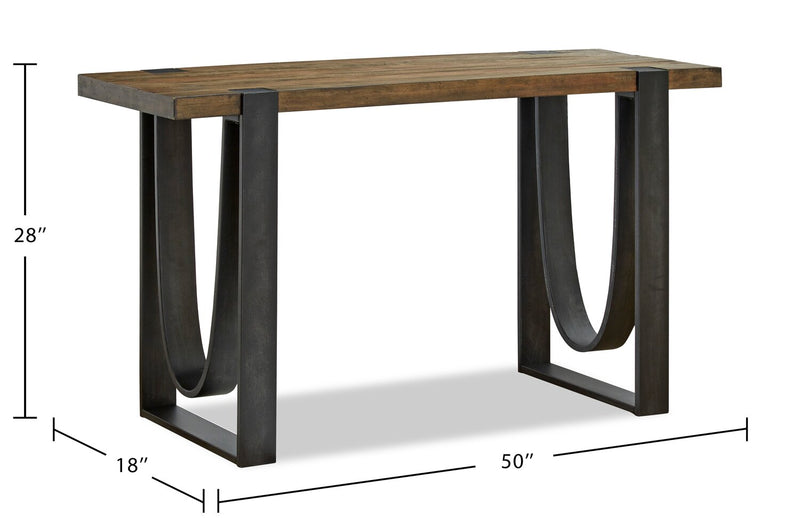 Brewer 50” Industrial Solid Wood Sofa Table - Rustic Honey