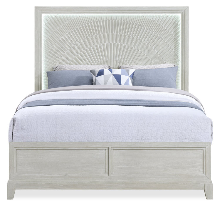 Vida 5pc Bedroom Set with Panel Bed, Dresser & Mirror, Sand - Queen Size