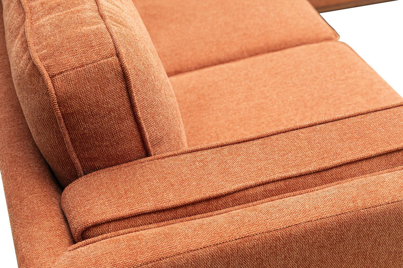 Kort & Co. Kassia 2-Piece Linen-Look Fabric Sectional with Wood Base and Legs - Orange