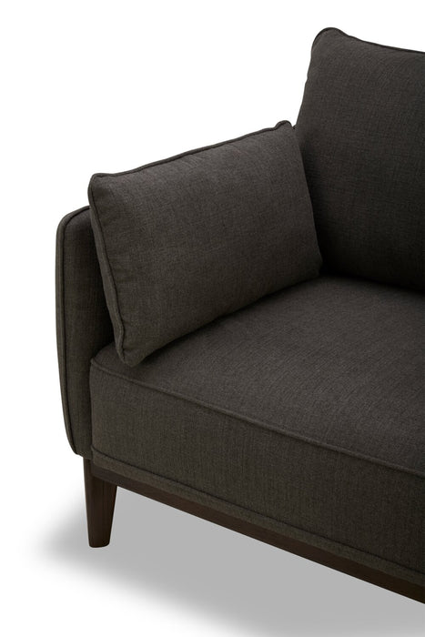 Cindy Crawford Home Gena 78.7\" Linen-Look Fabric Condo Size Sofa with Removable Back Cushions - Charcoal Grey
