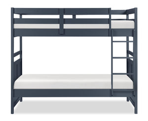 Quinn Bunk Bed with Ladder & Guard Rail for Kids, Blue - Twin/Twin