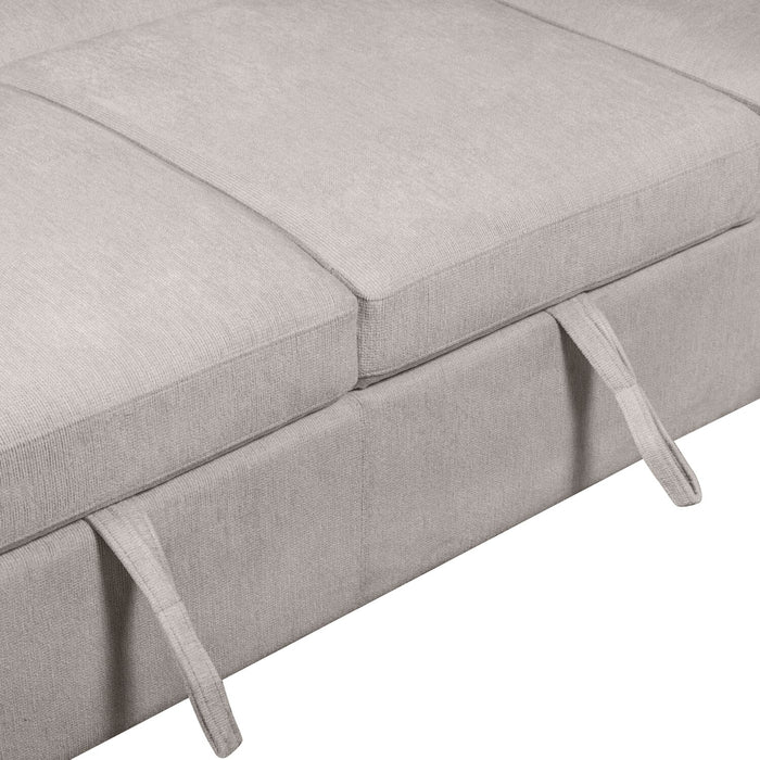 Envy 3-Piece Left-Facing Chenille Fabric Sleeper Sectional with Storage Chaise - Fog Grey