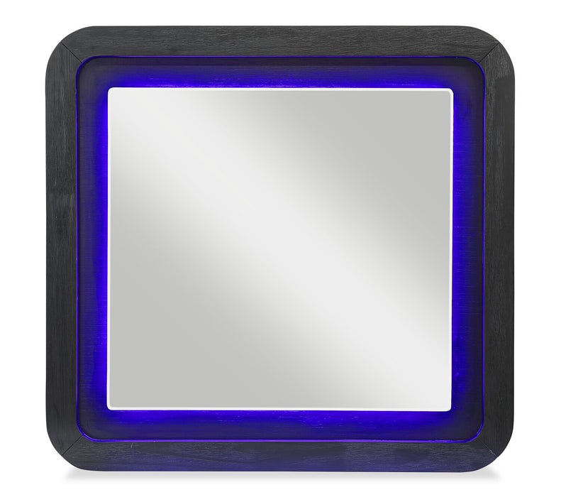 Kaleo 5pc Bedroom Set with Bed, Dresser & Mirror, LED, Modern, Black - King Size