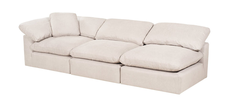 Eclipse Modular 8-Piece Linen-Look Fabric Sectional with Reversible Feather Down Cushions - Linen White