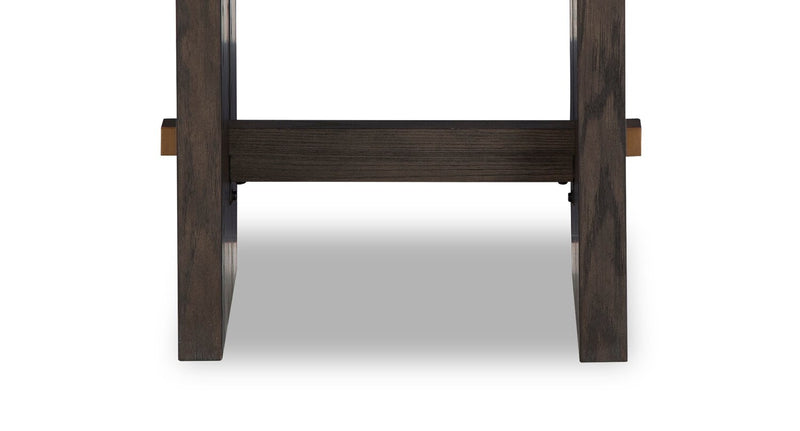 Warwick 26” Solid Wood and Marble End Table – White and Brown Oak