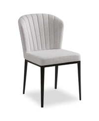 Zoe Dining Chair with Polyester Fabric & Channeled Tufting, Metal - Grey 