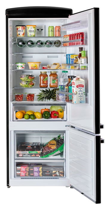 Unique Classic Retro 28\" 17 Cu Ft. Bottom Mount Refrigerator - Black - UNQ-455L B AC