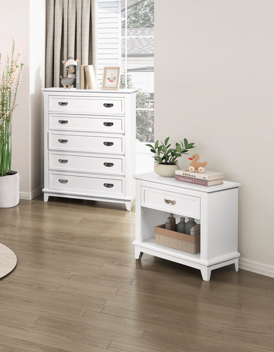 Quinn Bedroom Chest of Drawers, 5-Drawer, 36.5\"W x 48.5\"H - White
