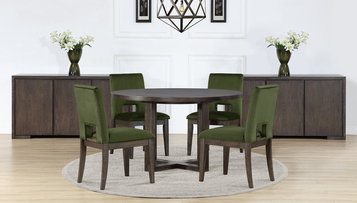 Zelda Dining Table with Pedestal Base 52 W Round Espresso Brown The Brick