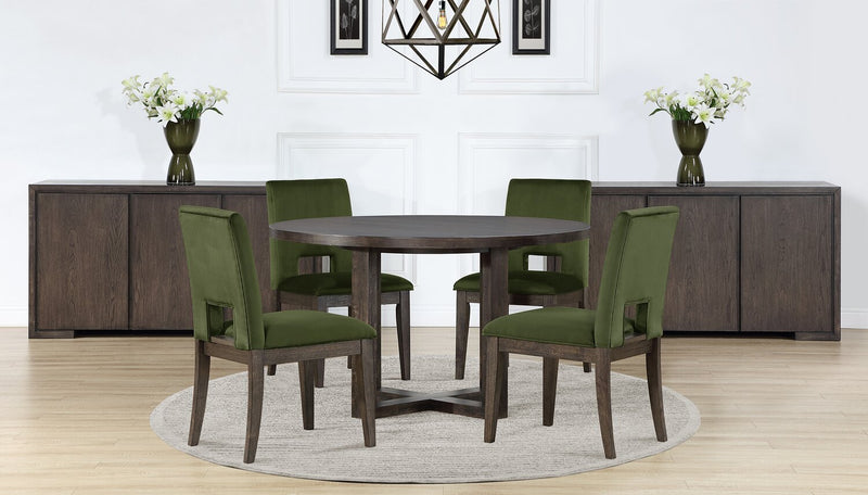 Zelda Dining Table with Pedestal Base, 52\"W Round  - Espresso Brown