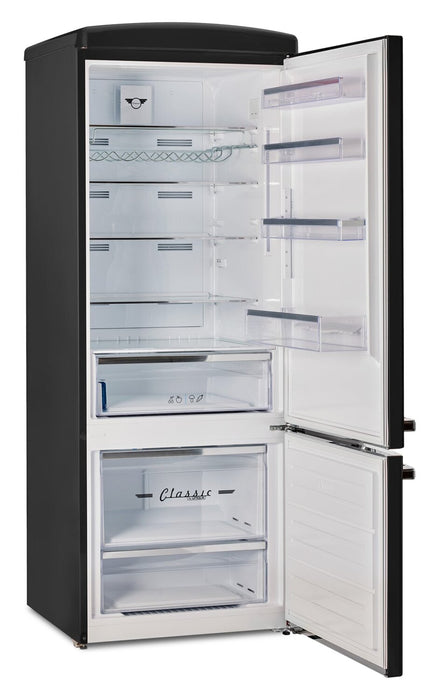 Unique Classic Retro 28\" 17 Cu Ft. Bottom Mount Refrigerator - Matte Black - UNQ-455L MB AC