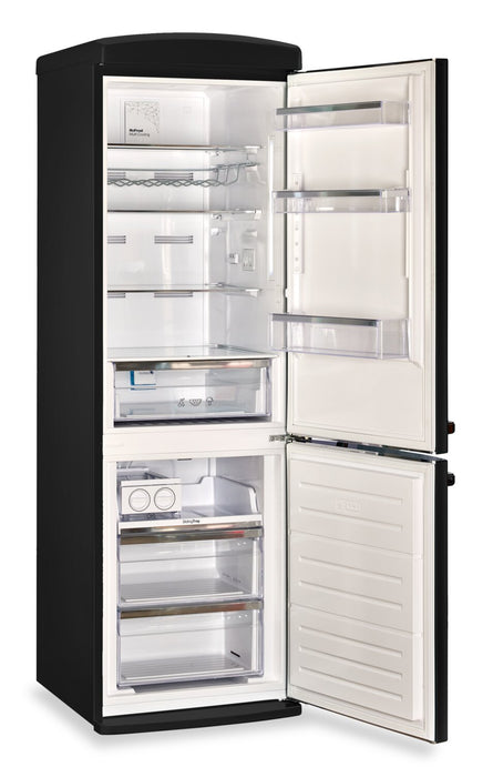 Classic Retro by Unique 24\" 12 Cu. Ft. Bottom-Freezer Refrigerator - Matte Black - UGP-340L MB AC