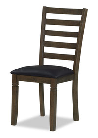 Devon Dining Chair with Vegan Leather Fabric, Wood - Dark Brown 
