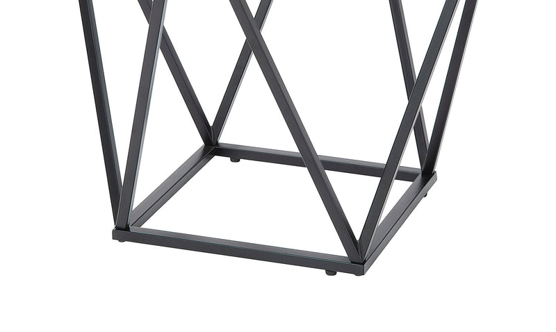 Prism 19.5\" Modern Glass Top End Table – Glass with Metal Base 
