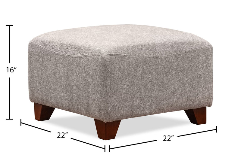 Zello 22\" Linen-Look Fabric Ottoman - Linen