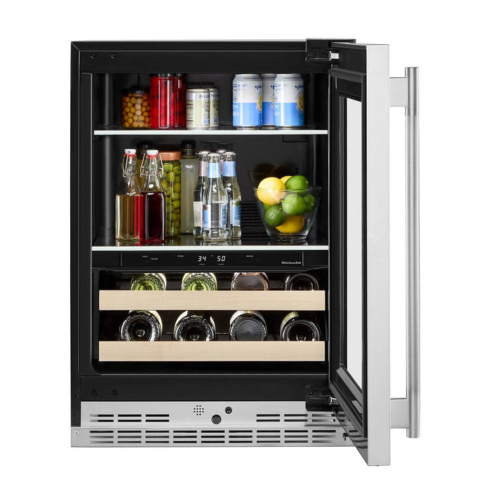 KitchenAid 24\" Beverage Centre with Wood-Front Racks – PrintShield™ Stainless Steel - KUBR524SPS 