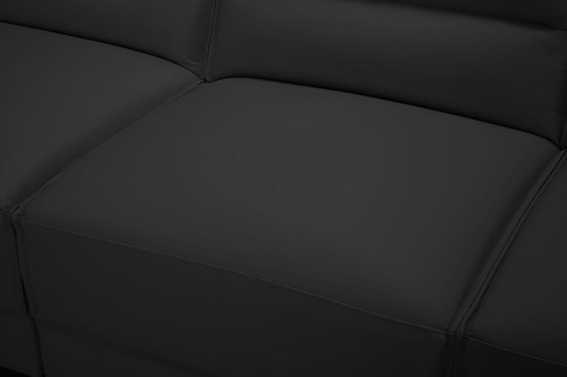 Citadel 2-Piece Left-Facing Top-Grain Genuine Leather Sectional with Wood Legs - Black