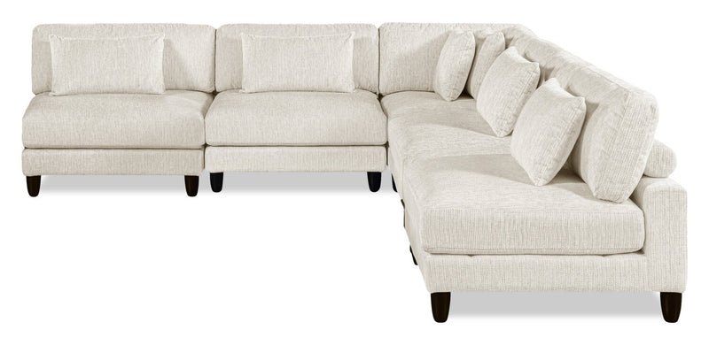 Lounge 5-Piece Chenille Armless Modular Sectional – Beige