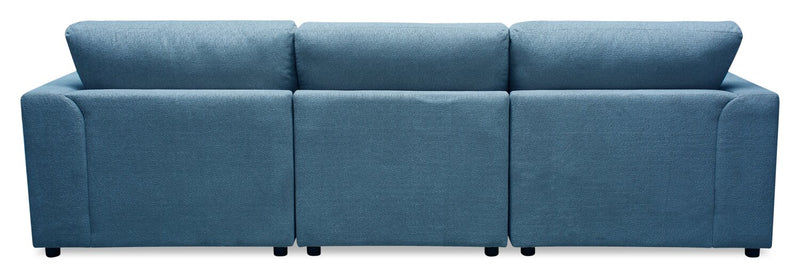 Voyage Modular 3-Piece Right-Facing Fabric Sectional with Removable Back Cushions – Blue