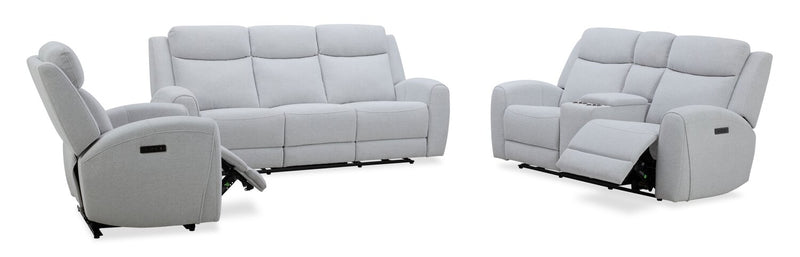 Reign 87\" Fabric Power Reclining Sofa with USB Ports - Bronco Stone Grey